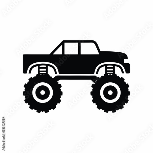 Monster truck icon vector silhouette illustration isolated on white background