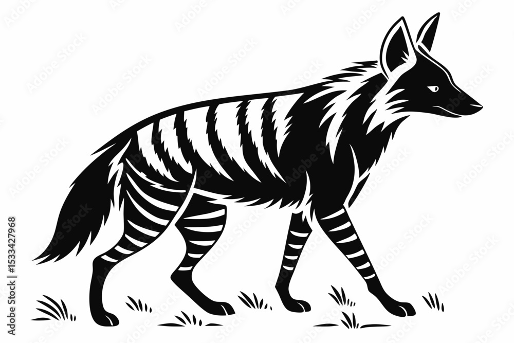 Obraz premium aardwolf silhoette black vector