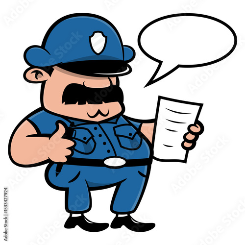 Wallpaper Mural Police Officer cartoon characters write a traffic ticket for street violation. Best for sticker, logo, and mascot with traffic order themes Torontodigital.ca