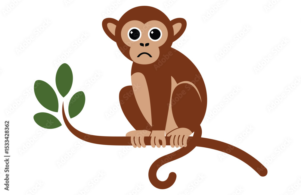Fototapeta premium A Monkey Resting Peacefully on a Tree Branch