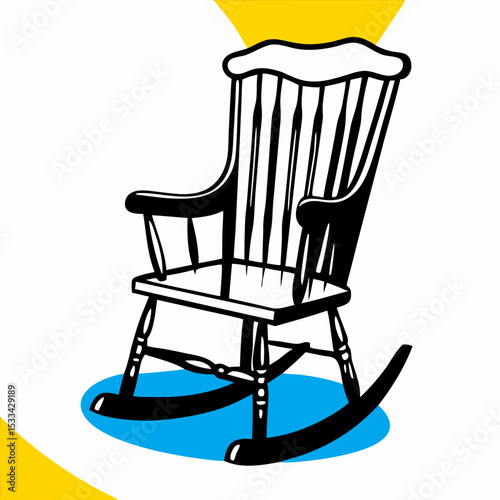 Black and White Rocking Chair Illustration