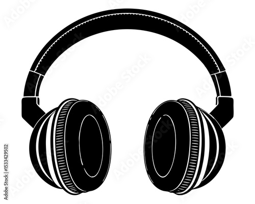 Headphones vector silhouette illustration isolated on white background
