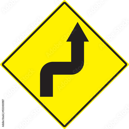 Vector illustration of a right reverse turn ahead sign