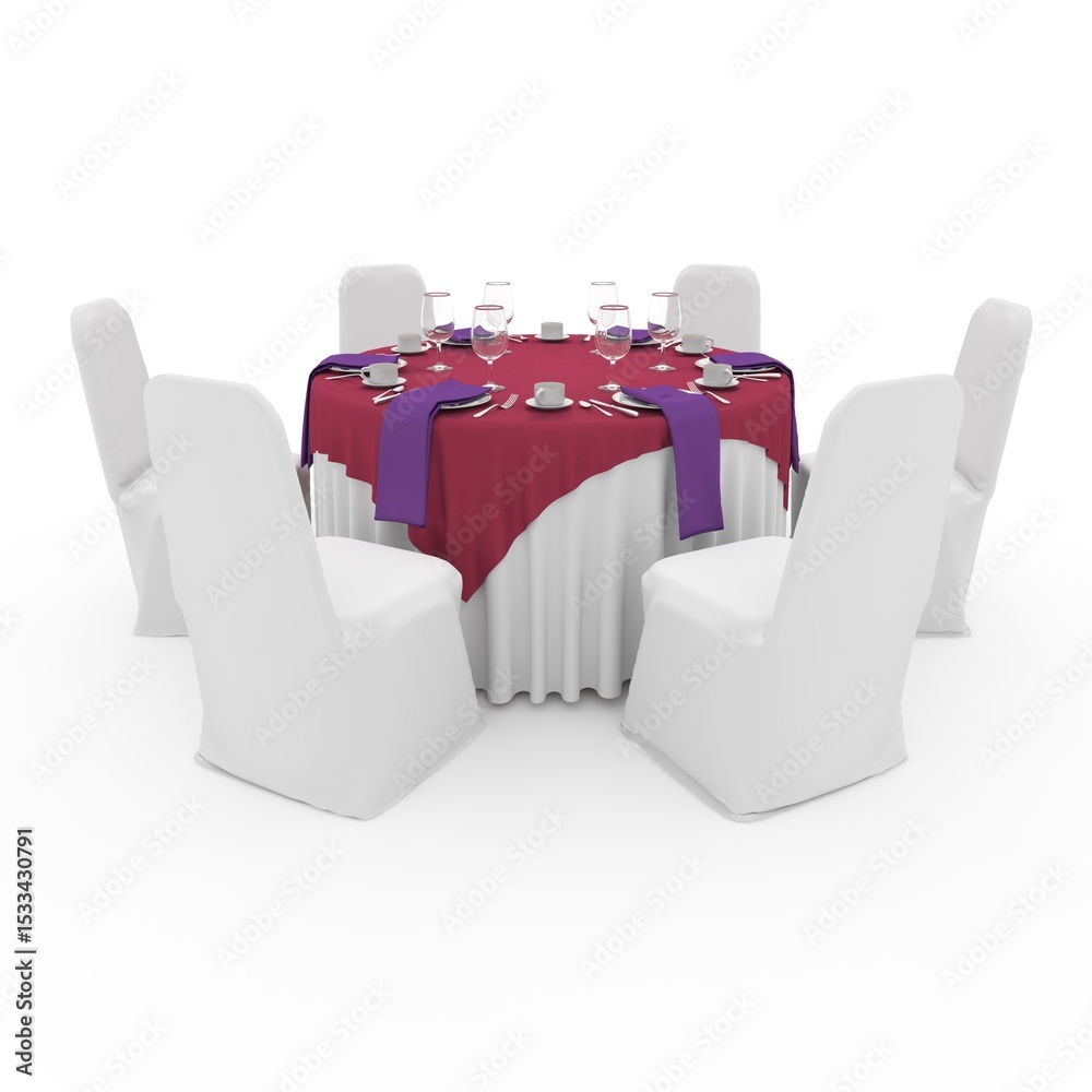 Naklejka premium 3d render Banquet Table and Chair design element Furniture