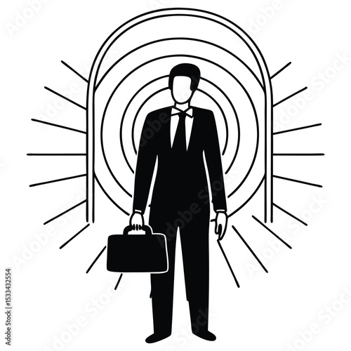 Businessman standing before archway of opportunity
