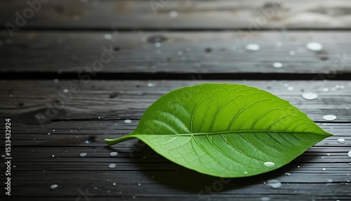 green leaf with water drops