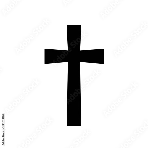 Illustration of a simple black christian cross shape silhouette