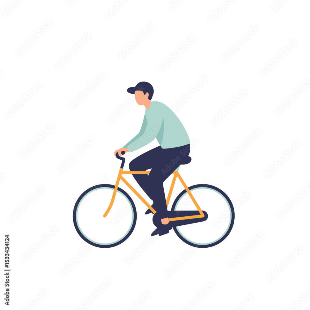 Fototapeta premium Cyclist Illustration: Simple Vector Graphic on White Background