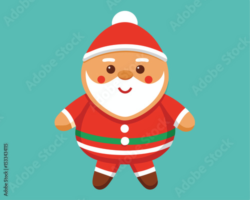 Cute Santa Claus Character with Red Hat and Suit Illustration