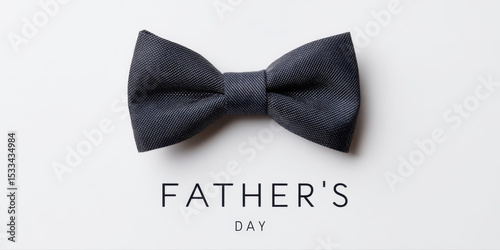 Father Day greeting with stylish black bow tie on white background, celebrating special occasion with elegance and simplicity
