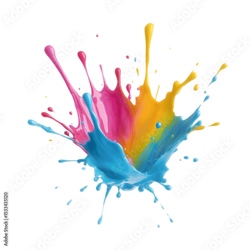 Bright colorful watercolor splash splatter stain brush strokes on white background. Ai Generated Images