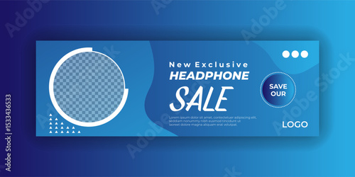Product marketing Facebook cover banner design or headphone sale social media cover template