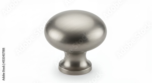 Round brushed steel cabinet knob