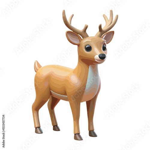 3D deer vector art illustration.