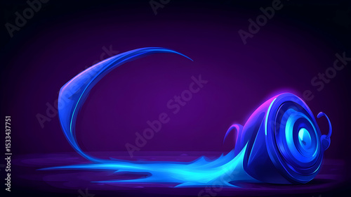 Blue abstract water splash with glowing futuristic waves and dark fractal background