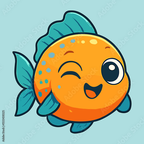 yellow fish winking cartoon playfully illustrations cartoon