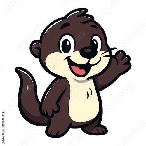 Cartoon weasel smiles waving ferret cartoon illustrations