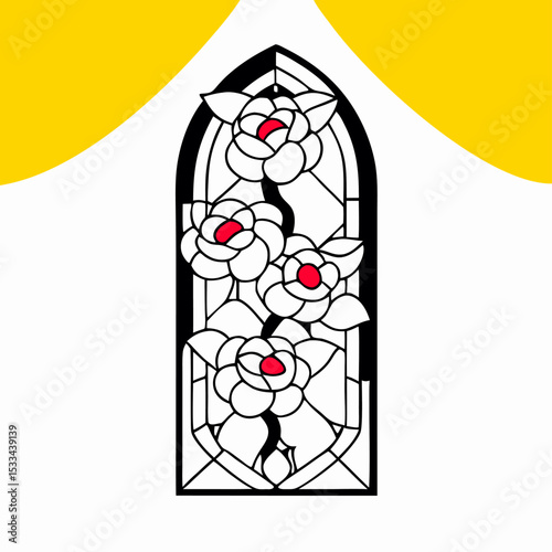 Gothic Rose Stained Glass Window Design