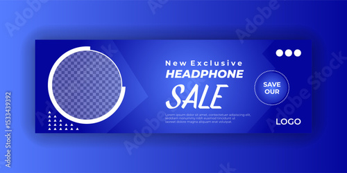 Luxury headphone brand product sale facebook cover template