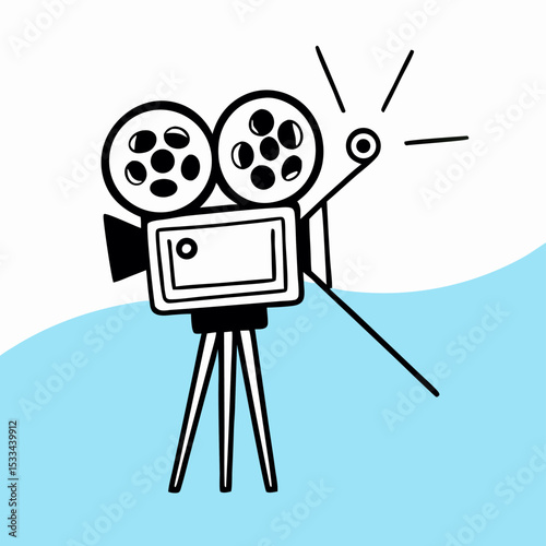 Vintage Movie Camera Illustration, Filmmaking, Retro