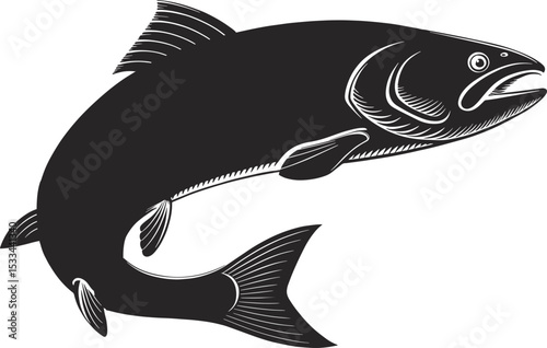 Vector illustration of a fish, ideal for themes of sea, ocean, fishing, or marine life, isolated on white