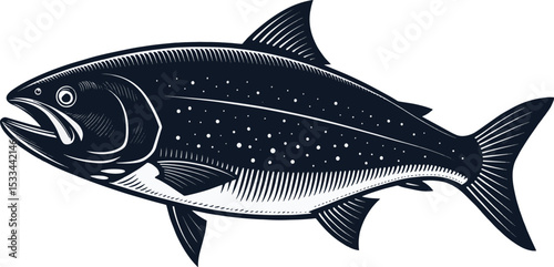 Freshwater perch or salmon, isolated on a white background, perfect for seafood illustrations