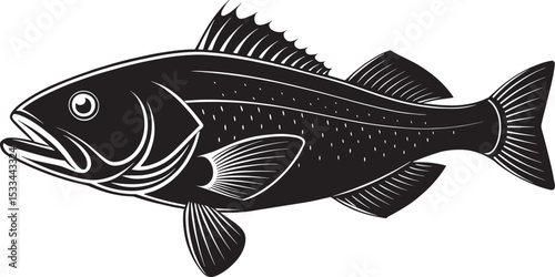 A vibrant fish vector illustration on a white background depicts a diverse animal from the sea or river, ideal for fishing and food themes, adobe illustrator artwork.