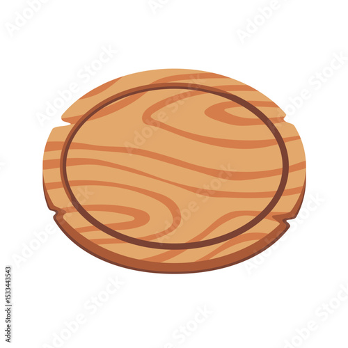 Wooden Cutting Board with Natural Grain Pattern on White Background for Kitchen and Culinary Use
