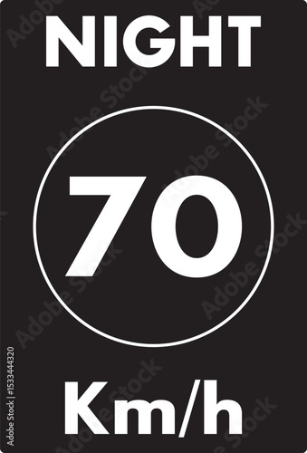 Vector illustration of a 70 km/h night sign