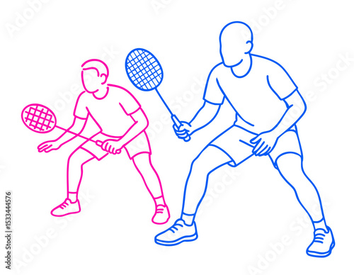 Low ready stance (for defense or net play) Badminton Players Ready for Action
