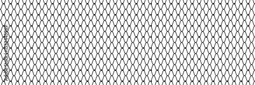 Net texture pattern on white background. Net texture pattern for backdrop and wallpaper. Realistic net pattern with black squares. Geometric background, vector illustration
