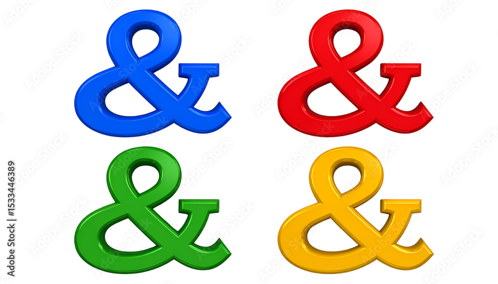 Obraz premium Colorful ampersand symbols with different color isolated on transparent background.