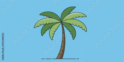 High-quality vector illustration of a tropical palm tree featuring clean lines and smooth gradient colors