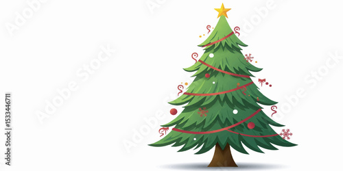 Stylized Christmas Tree Vector with Decorations and Smooth Gradient