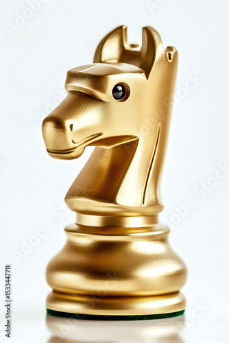 The Knight Chess pieces battle , gold on white background. Ai Generated Images