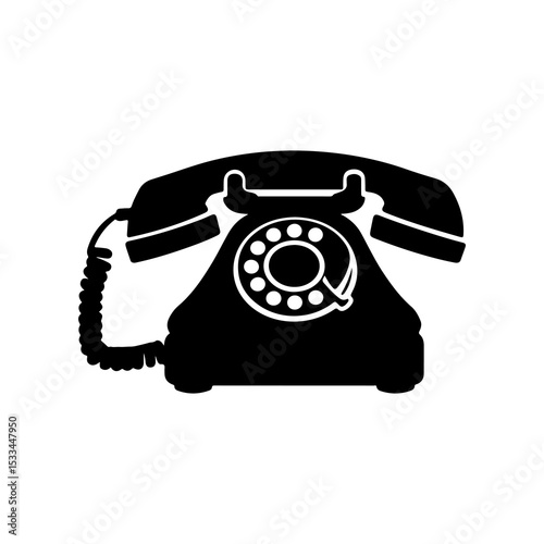 Silhouette of a Vintage Rotary Dial Telephone