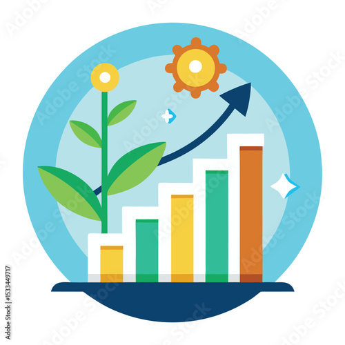 Growth and sustainability business success icon