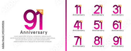set of anniversary logo style. vector design purple color for celebration