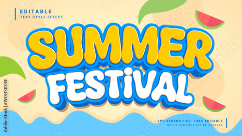 Summer festival 3d editable text effect