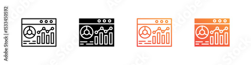 Pie Chart Multiple Style Icon Set Vector 