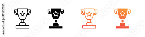 Trophy Multiple Style Icon Set Vector 