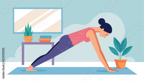 Woman practicing yoga in a bright indoor space during the day