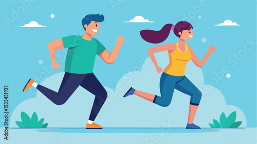 Fitness enthusiasts jogging on a bright day in an outdoor park setting