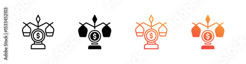 Balance Multiple Style Icon Set Vector 