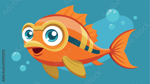 Colorful cartoon fish swimming happily in blue water