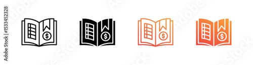 General Ledger Multiple Style Icon Set Vector 