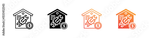 Fixed Assets Multiple Style Icon Set Vector 