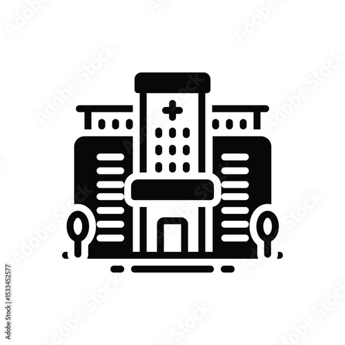 Black solid icon for hospital