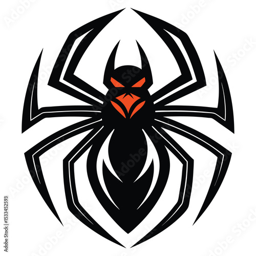 Stylized black spider logo design illustration