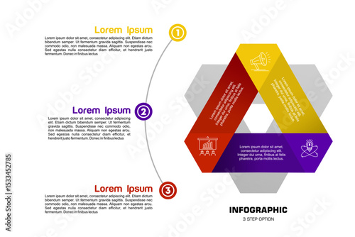 Vector arrows triangle infographic, cycle diagram, graph, presentation chart. Business concept with 3 options, parts, steps, processes.	
